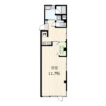 1K、専有面積38.98㎡(間取)
